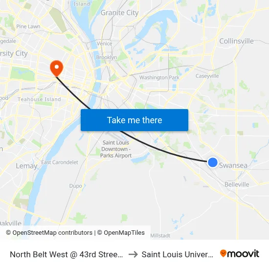 North Belt West @ 43rd Street Eb to Saint Louis University map