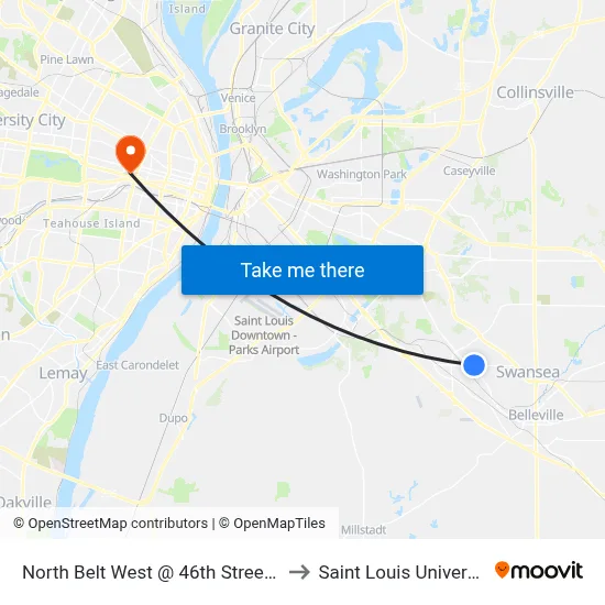 North Belt West @ 46th Street Eb to Saint Louis University map