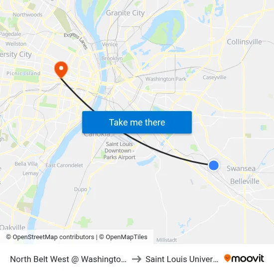 North Belt West @ Washington Eb to Saint Louis University map