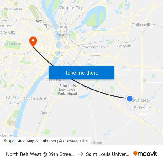North Belt West @ 39th Street Eb to Saint Louis University map