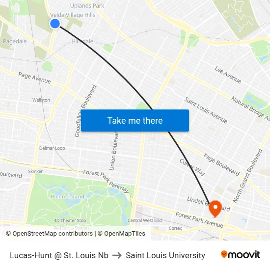 Lucas-Hunt @ St. Louis Nb to Saint Louis University map