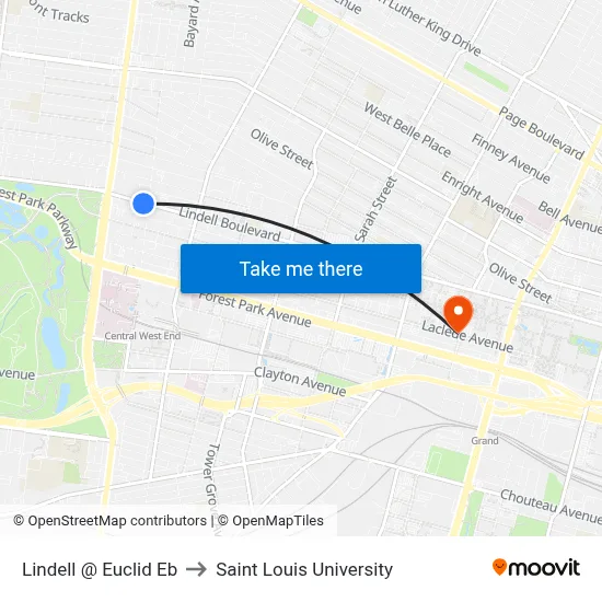 Lindell @ Euclid Eb to Saint Louis University map