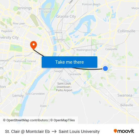 St. Clair @ Montclair Eb to Saint Louis University map
