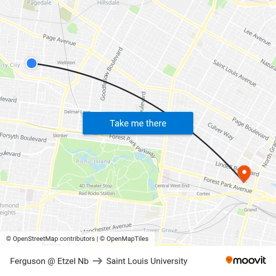 Ferguson @ Etzel Nb to Saint Louis University map