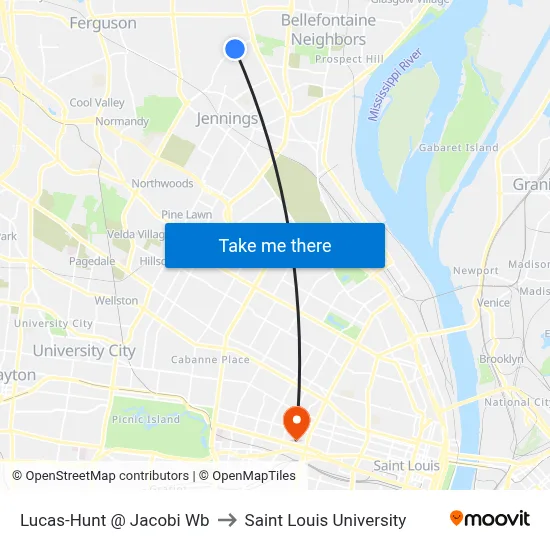 Lucas-Hunt @ Jacobi Wb to Saint Louis University map
