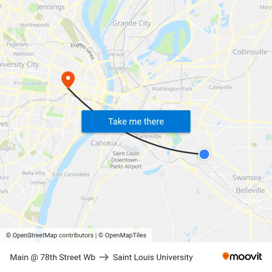 Main @ 78th Street Wb to Saint Louis University map