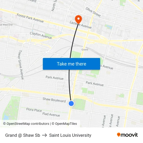 Grand @ Shaw Sb to Saint Louis University map