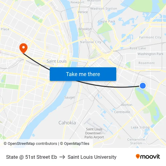 State @ 51st Street Eb to Saint Louis University map