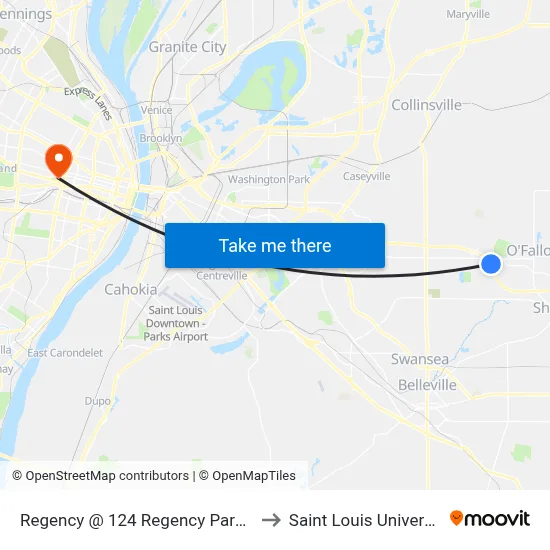Regency @ 124 Regency Park Eb to Saint Louis University map