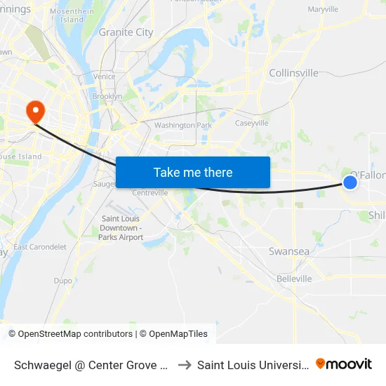 Schwaegel @ Center Grove Sb to Saint Louis University map