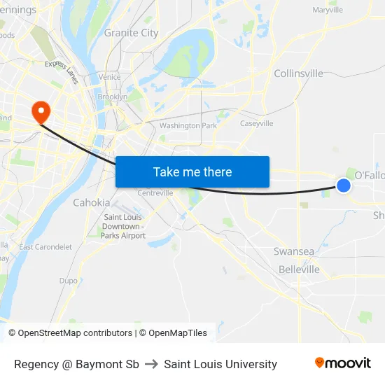 Regency @ Baymont Sb to Saint Louis University map