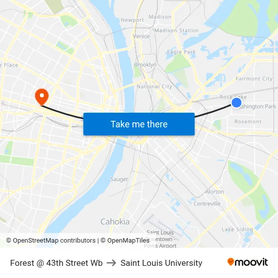 Forest @ 43th Street Wb to Saint Louis University map