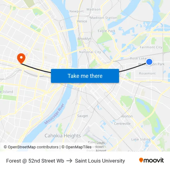 Forest @ 52nd Street Wb to Saint Louis University map