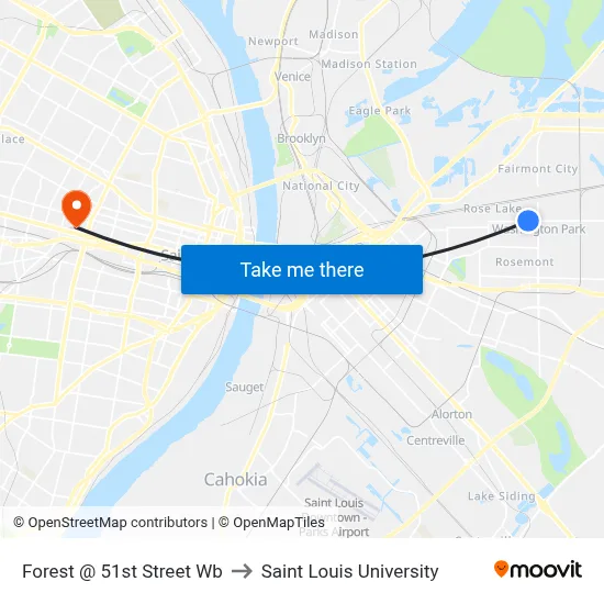 Forest @ 51st Street Wb to Saint Louis University map