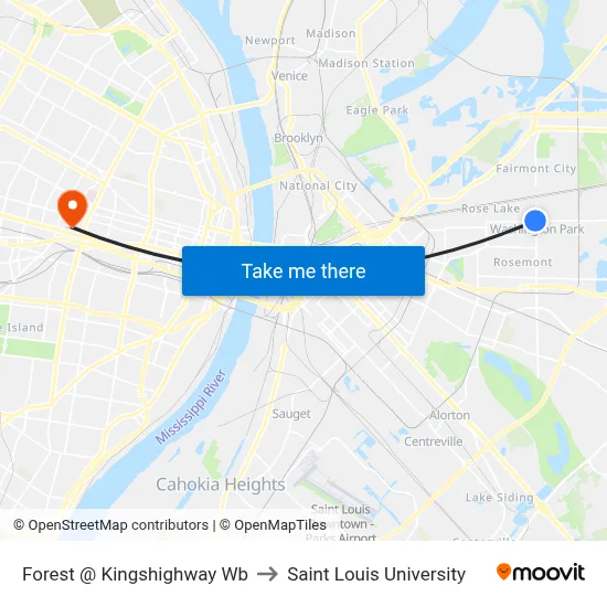 Forest @ Kingshighway Wb to Saint Louis University map