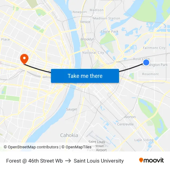 Forest @ 46th Street Wb to Saint Louis University map