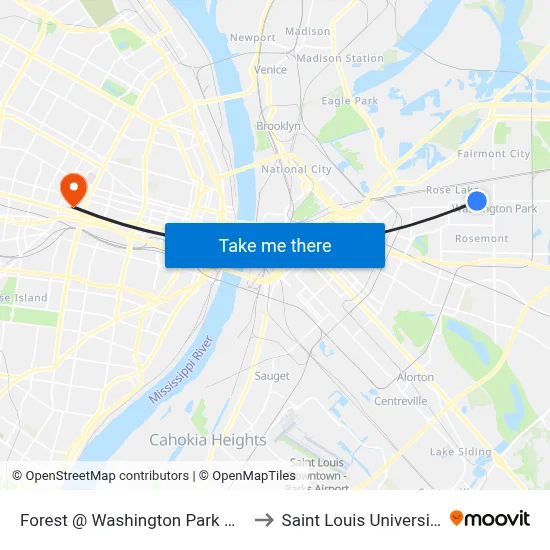 Forest @ Washington Park Wb to Saint Louis University map