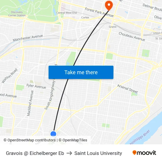 Gravois @ Eichelberger Eb to Saint Louis University map