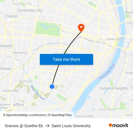 Gravois @ Goethe Eb to Saint Louis University map