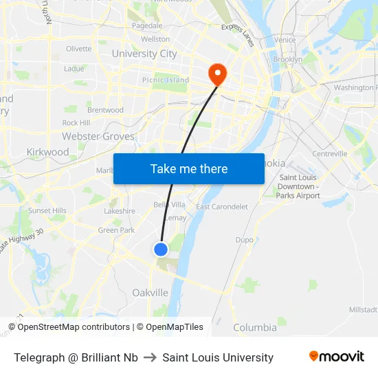 Telegraph @ Brilliant Nb to Saint Louis University map