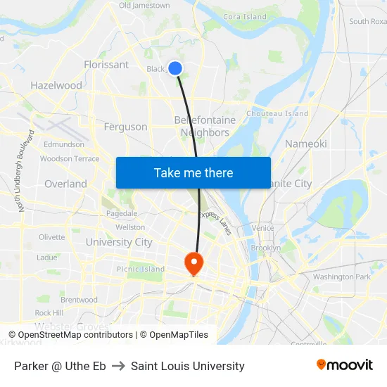 Parker @ Uthe Eb to Saint Louis University map