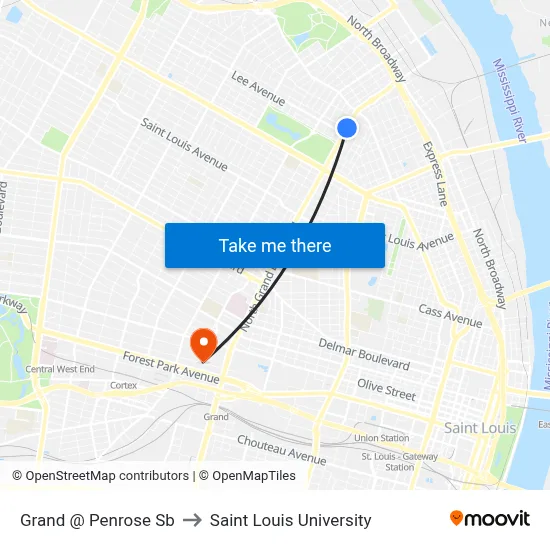 Grand @ Penrose Sb to Saint Louis University map