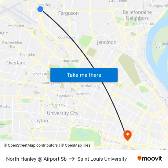 North Hanley @ Airport Sb to Saint Louis University map
