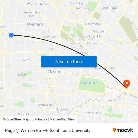 Page @ Warson Eb to Saint Louis University map