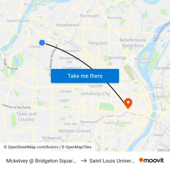 Mckelvey @ Bridgeton Square Eb to Saint Louis University map