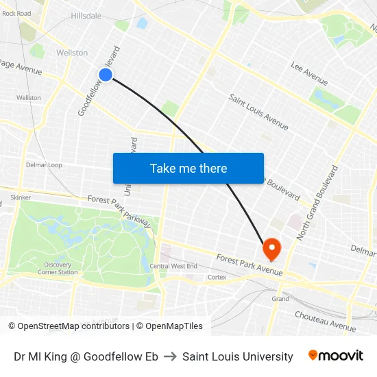 Dr Ml King @ Goodfellow Eb to Saint Louis University map