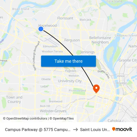 Campus Parkway @ 5775 Campus Parkway Wb to Saint Louis University map