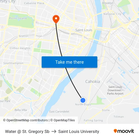 Water @ St. Gregory Sb to Saint Louis University map