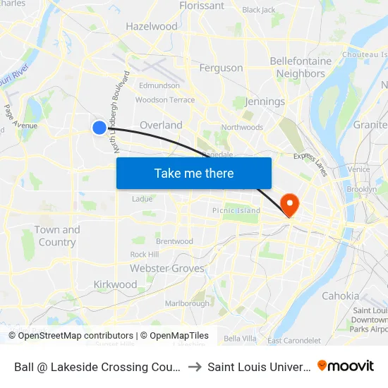 Ball @ Lakeside Crossing Court Nb to Saint Louis University map