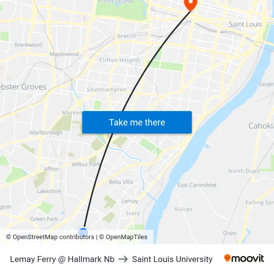 Lemay Ferry @ Hallmark Nb to Saint Louis University map