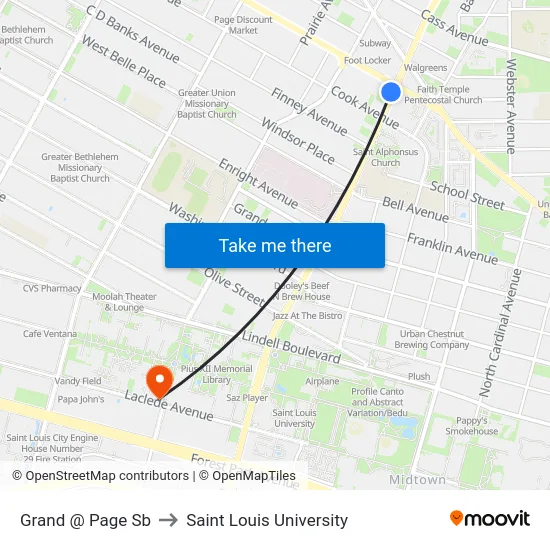 Grand @ Page Sb to Saint Louis University map