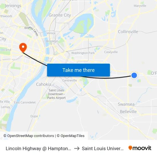 Lincoln Highway @ Hampton Eb to Saint Louis University map