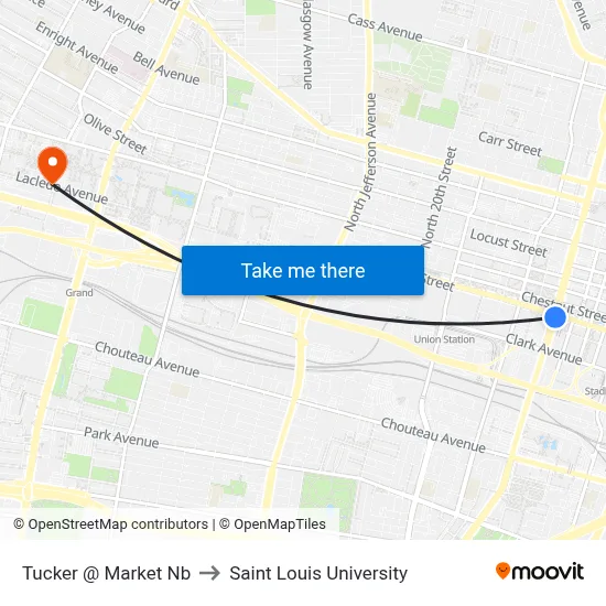 Tucker @ Market Nb to Saint Louis University map