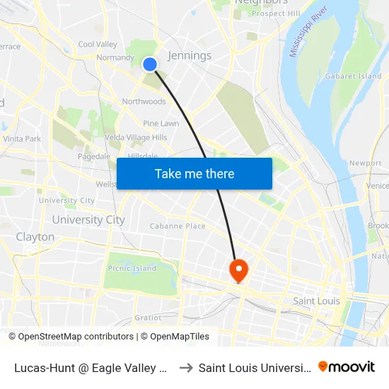 Lucas-Hunt @ Eagle Valley Nb to Saint Louis University map