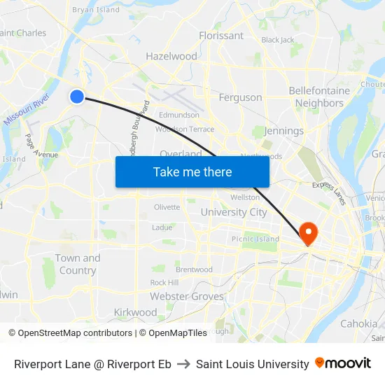 Riverport Lane @ Riverport Eb to Saint Louis University map