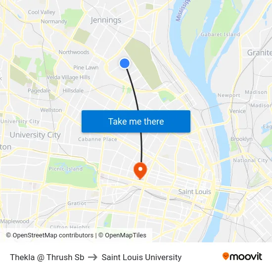 Thekla @ Thrush Sb to Saint Louis University map