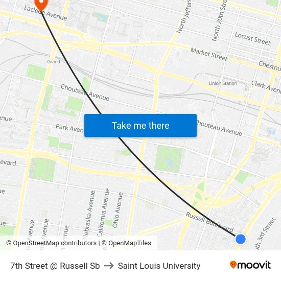 7th Street @ Russell Sb to Saint Louis University map