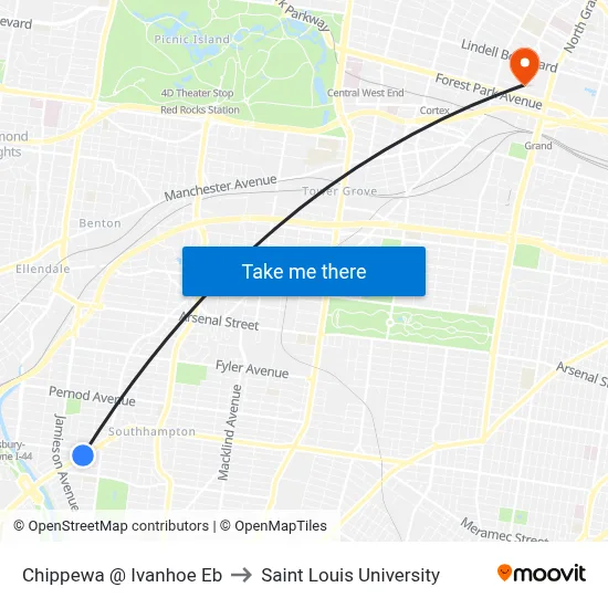 Chippewa @ Ivanhoe Eb to Saint Louis University map