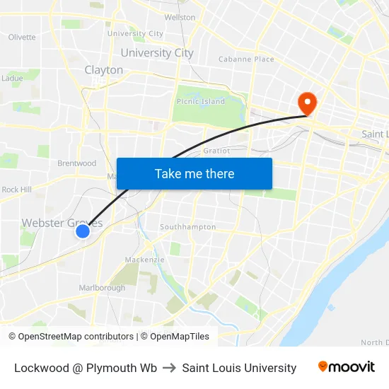 Lockwood @ Plymouth Wb to Saint Louis University map