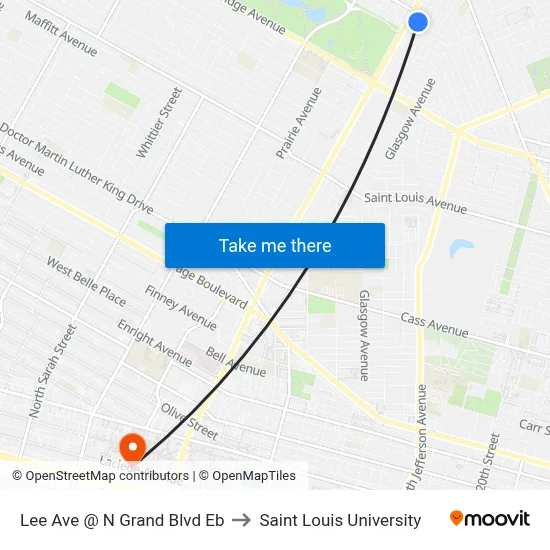 Lee Ave @ N Grand Blvd Eb to Saint Louis University map