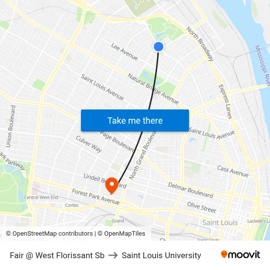 Fair @ West Florissant Sb to Saint Louis University map