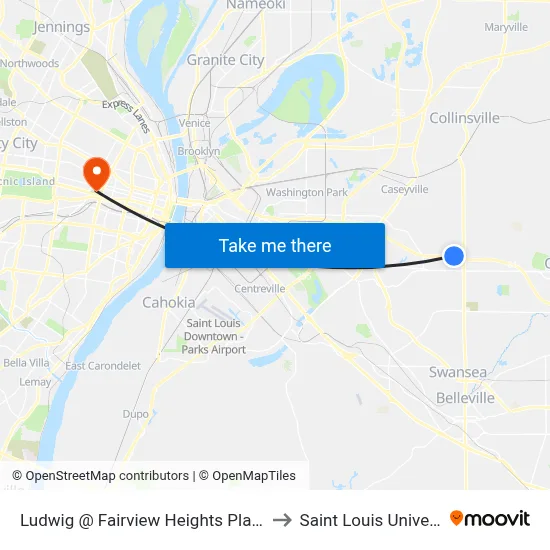Ludwig @ Fairview Heights Plaza Wb to Saint Louis University map