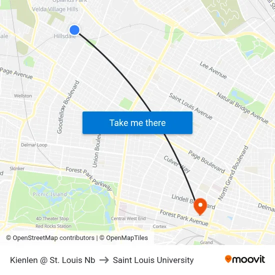 Kienlen @ St. Louis Nb to Saint Louis University map