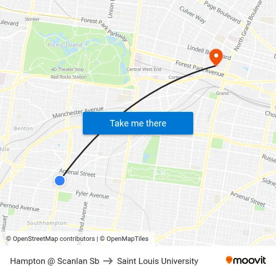 Hampton @ Scanlan Sb to Saint Louis University map