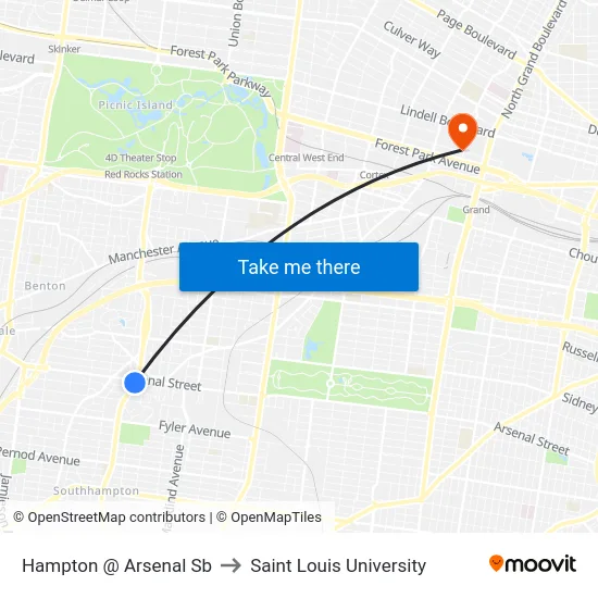 Hampton @ Arsenal Sb to Saint Louis University map