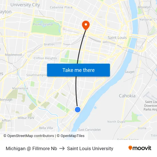 Michigan @ Fillmore Nb to Saint Louis University map